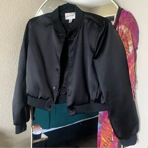 Black Satin Bomber Jacket